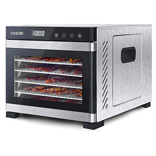 COSORI Food Dehydrator (50 Recipes) for Jerky Fruit, Meat, Dog Treats, Herbs, and Yogurt, Dryer Machine with Temperature Control, 6 Stainless Steel Trays, ETL Listed, Silver