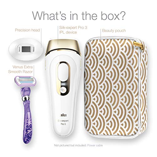 Braun IPL Hair Removal for Women, Silk Expert Pro 5 PL5137 with Venus Swirl Razor, FDA Cleared, Permanent Reduction in Hair Regrowth for Body & Face, Corded