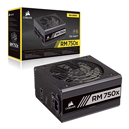 Corsair RMX Series, RM750x, 750 Watt, 80+ Gold Certified, Fully Modular Power Supply (Low Noise, Zero RPM Fan Mode, 105°C Capacitors, Fully Modular Cables, Compact Size) Black