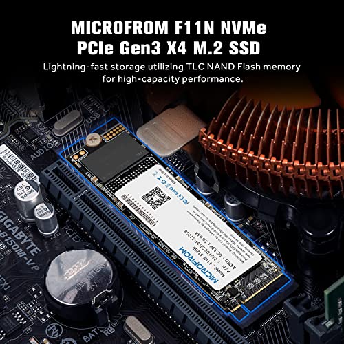 MICROFROM SSD Disco Sólido NVME PCIe SSD de 512GB F11N M.2 SSD NVME PCIe Gen3X4, M.2 NVMe 1.3, SSD M.2 TCL NAND flash hasta lectura/escritura 1,600/1,400 MB/s para PC Gaming Laptop