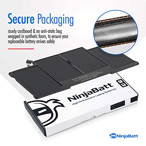 NinjaBatt Battery A1466 A1496 for Apple MacBook Air 13 Inch [2010 2011 2012 2013 2014 2015 2016 2017 Years] A1369 A1405 A1377 - High Performance [7200mAh/55Wh/7.6V]
