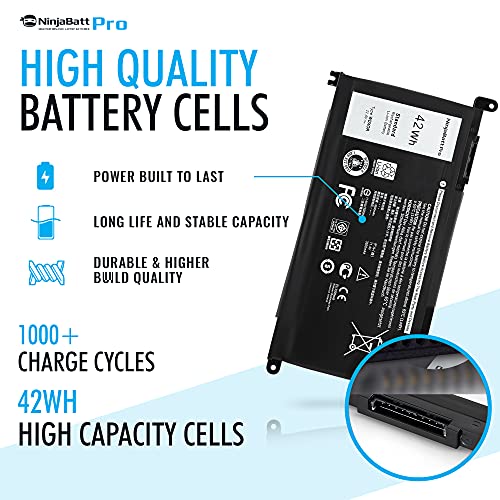 NinjaBatt Battery for Dell WDX0R P69G Inspiron 13 15 5000 7000 5570 5567 7579 5578 5568 7569 5579 5565 7573 13 7378 5378 7368 5379 5368 7375 17 5767 Y3F7Y - [42Wh/11.4v]