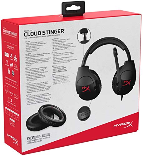 HyperX Cloud Stinger – Gaming Headset, Lightweight, Comfortable Memory Foam, Swivel to Mute Noise-Cancellation Microphone, Works on PC, PS4, PS5, Xbox One, Xbox Series X|S, Nintendo Switch and Mobile