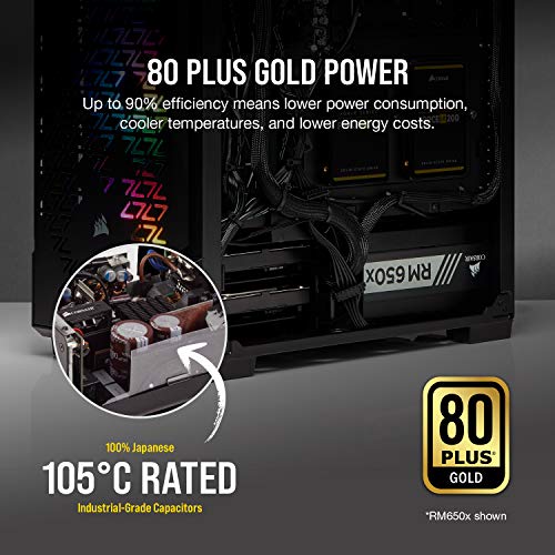 Corsair RMX Series, RM750x, 750 Watt, 80+ Gold Certified, Fully Modular Power Supply (Low Noise, Zero RPM Fan Mode, 105°C Capacitors, Fully Modular Cables, Compact Size) Black