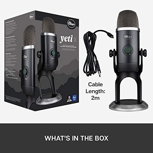 Blue Yeti X USB Microphone for PC & Mac, Gaming, Podcast, Streaming and Recording Microphone, Condenser Mic with High-Res Metering LED Lighting & Blue VO!CE Effects