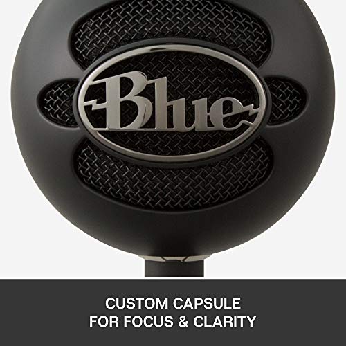 Blue Snowball iCE Plug 'n Play USB Microphone for Recording, Streaming, Podcasting, Gaming on PC and Mac, with Cardioid Condenser Capsule, Adjustable Desktop Stand and USB Cable - Black