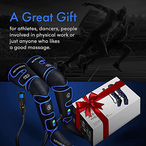 Reathlete Leg Massager, Air Compression for Circulation Calf Feet Thigh Massage, Muscle Pain Relief, Sequential Boots Device with Handheld Controller with Knee Heat Function…