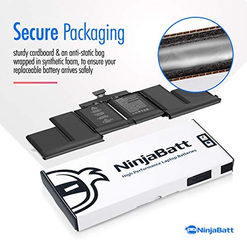 NinjaBatt Battery A1398 A1618 for Apple MacBook Pro Retina 15" [Mid 2015 Year ONLY]- Long Lasting [11.36V/99.5Wh]
