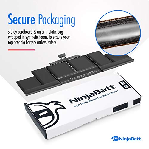 NinjaBatt Battery A1494 for Apple MacBook Pro Retina 15" [Mid & Late 2013 2014 Years] A1398 ME293 ME294 - Long Lasting [11.26V/95Wh]