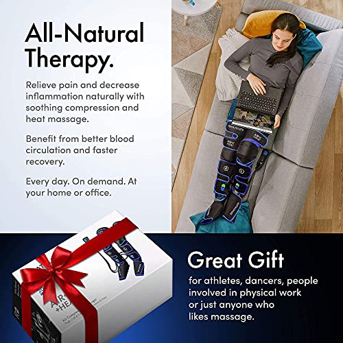Reathlete Leg Massager, Air Compression for Circulation Calf Feet Thigh Massage, Muscle Pain Relief, Sequential Boots Device with Handheld Controller with Knee Heat Function…