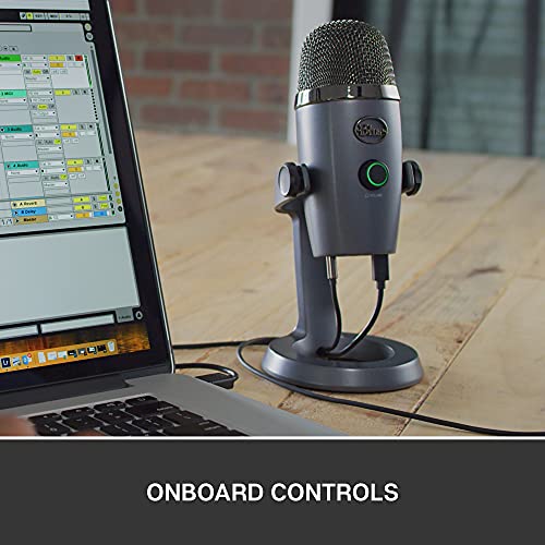 Blue Yeti Nano Premium USB Microphone for Recording, Streaming, Gaming, Podcasting on PC and Mac, Condenser Mic with Blue VO!CE Effects, Cardioid and Omni, No-Latency Monitoring - Shadow Grey