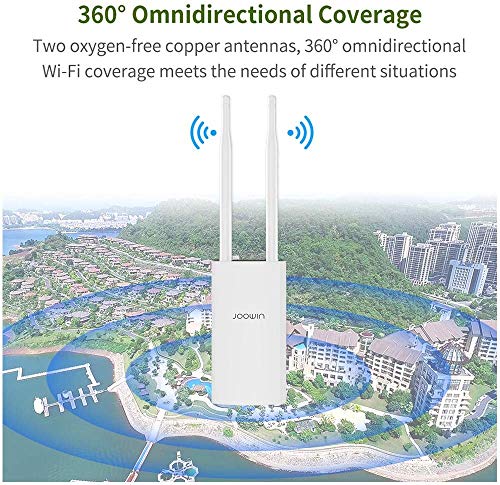 JOOWIN AC1200 High Power Outdoor Wireless Access Point with Poe, 2.4GHz 300Mbps or 5.8GHz 867Mbps Dual Band 802.11AC Wireless WiFi Access Points/Router/Bridge/Repeater, Used for Outdoor WiFi Coverage