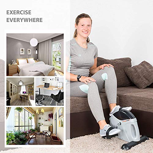 Hausse Portable Exercise Pedal Bike for Legs and Arms, Mini Exercise Peddler with LCD Display, White