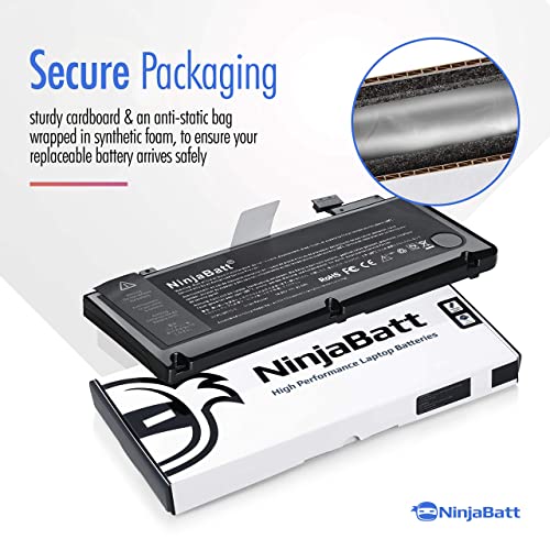 NinjaBatt Battery A1278 A1322 for Apple MacBook Pro 13" [Mid 2012 2010 2009 Early 2011 Late 2011] - Long Lasting [63.5Wh/10.95v]