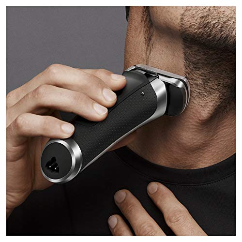 Braun Electric Razor for Men With Precision Beard Trimmer, Rechargeable, Wet & Dry Foil Shaver, Clean & Charge Station & Travel Case, Silver, 3 Piece Set