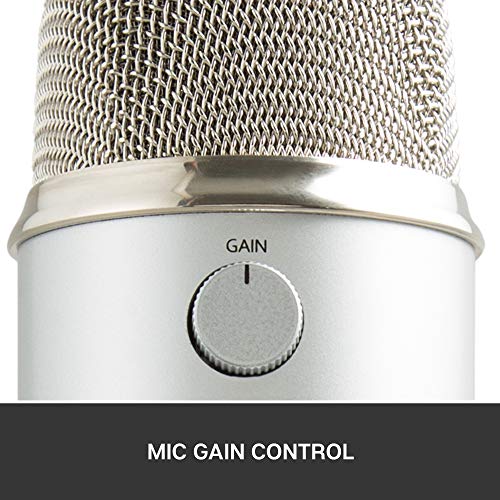 Blue Yeti USB Mic for Recording & Streaming on PC and Mac, 3 Condenser Capsules, 4 Pickup Patterns, Headphone Output and Volume Control, Mic Gain Control, Adjustable Stand, Plug & Play - Silver