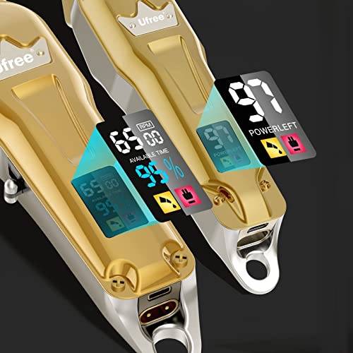 Ufree Hair Clippers for Men + T-Blade Trimmer Kit, Professional Hair Cutting Kit Beard Trimmer Barbers Clippers for Men Women Kids Clipper Set Cordless & LED Display (Gold)