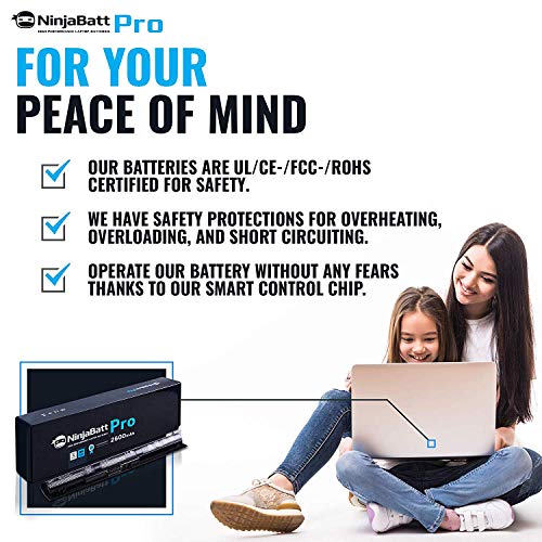 NinjaBatt Pro Battery for HP 800049-001 K104 800010-421 KI04 KIO4 HSTNN-LB6R 17-G121WM TPN-Q160 TPN-Q158 TPN-159 TPN-Q161 TPN-Q162 HSTNN-DB6T 800050-001 – Premium Cells [4 Cells/2600mAh/38Wh]