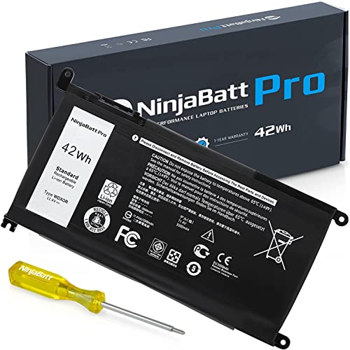 NinjaBatt Battery for Dell WDX0R P69G Inspiron 13 15 5000 7000 5570 5567 7579 5578 5568 7569 5579 5565 7573 13 7378 5378 7368 5379 5368 7375 17 5767 Y3F7Y - [42Wh/11.4v]
