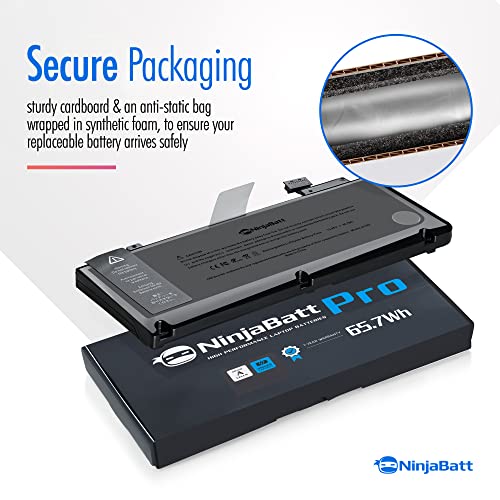 NinjaBatt Battery A1278 A1322 for Apple MacBook Pro 13" [Mid 2012 2010 2009 Early 2011 Late 2011] - High Performance [65.7Wh/10.95v]