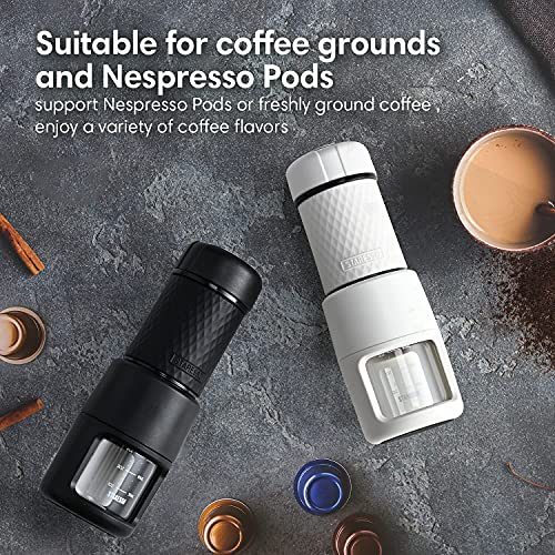 STARESSO Portable Espresso Machine - Manual Espresso with Rich & Thick Crema, Mini Coffee Maker Using Ground Coffee & Nespresso Pods, Handy Espresso Maker for Travel Camping Office Home Use