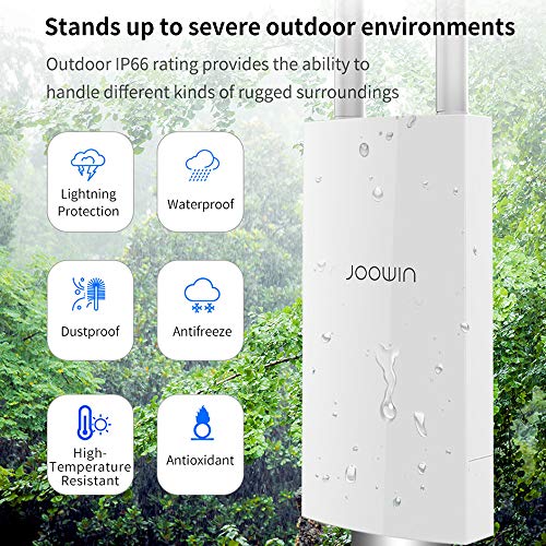 JOOWIN AC1200 High Power Outdoor Wireless Access Point with Poe, 2.4GHz 300Mbps or 5.8GHz 867Mbps Dual Band 802.11AC Wireless WiFi Access Points/Router/Bridge/Repeater, Used for Outdoor WiFi Coverage